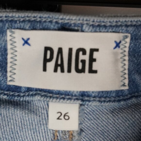 Paige, Cindy, High Rise Crop Raw Hem Straight Jeans, Music, Blue, Light wash - Picture 5 of 7